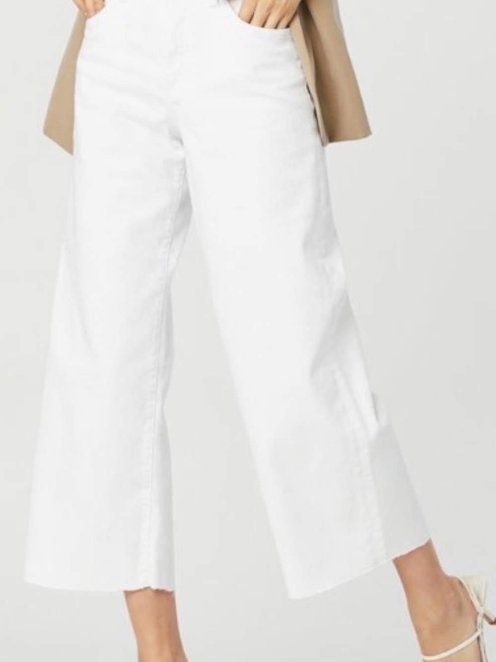 Mavi White Wide-Leg Cropped Jeans